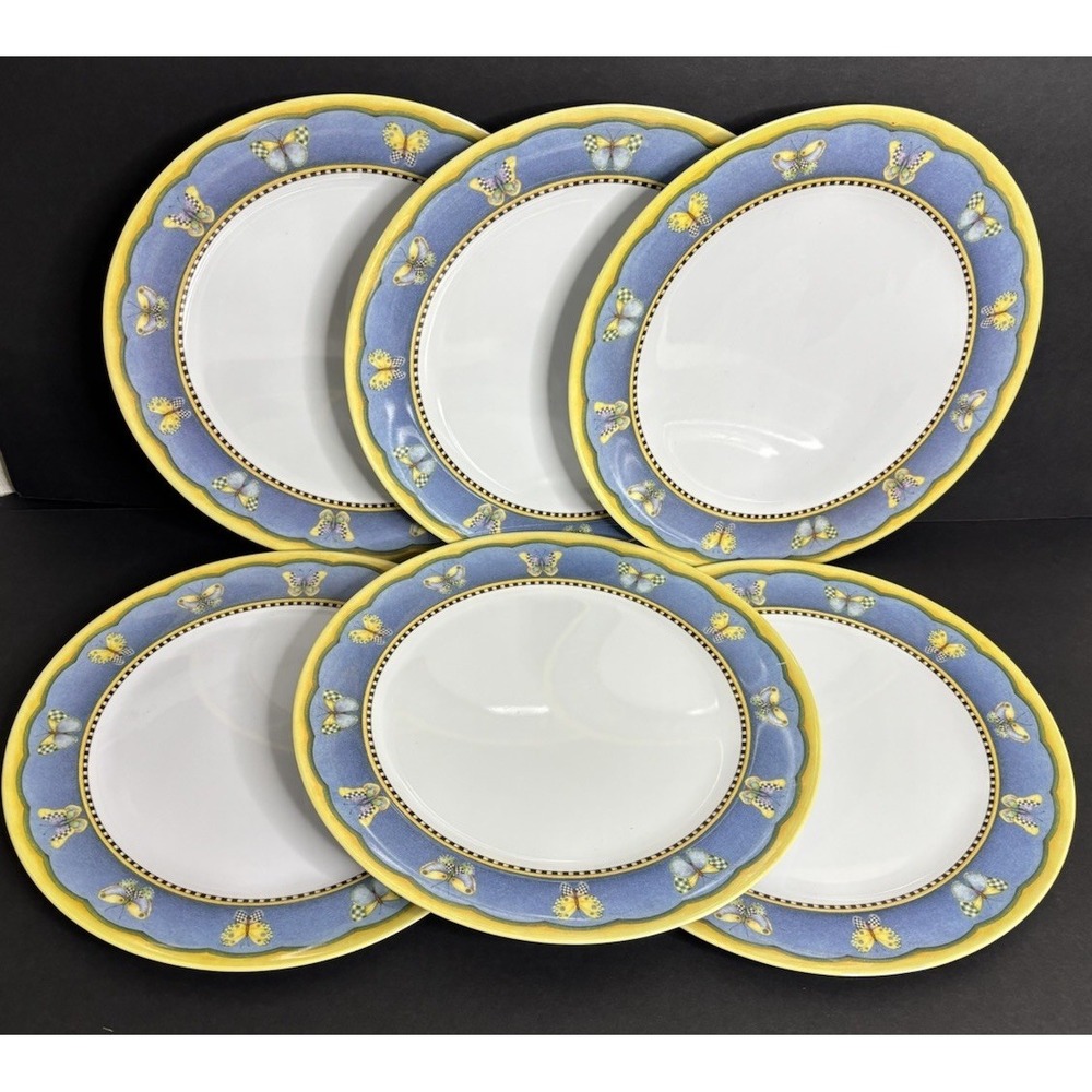 Sakura Evolution Butterfly Dinner Plates Debbie Mumm Melamine 11" Set of 6